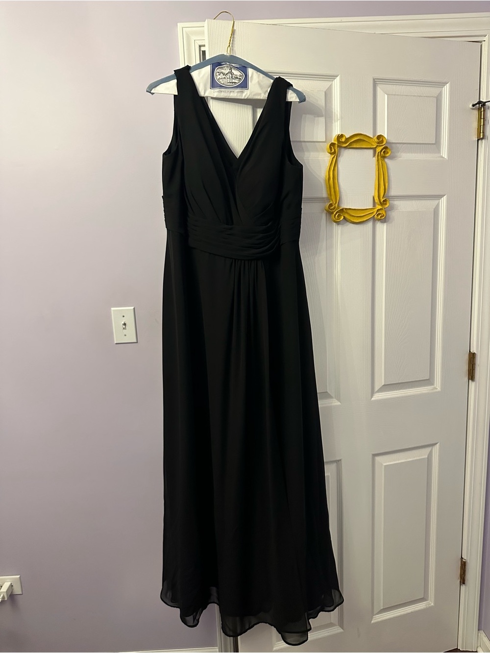 Azazie Karina Black A-Line Pleated Chiffon Dres